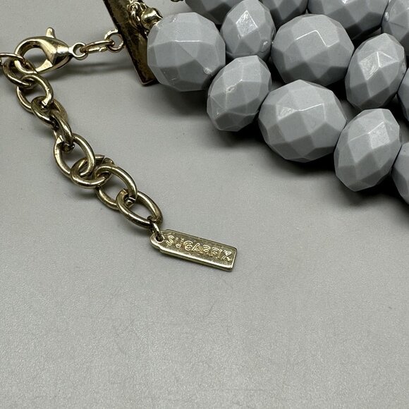 3/$30 Sugarfix Statement Necklace Gray Faceted Beads Chunky Beaded 20" - Picture 10 of 15